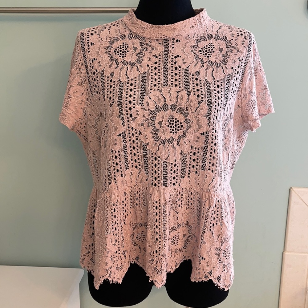 Everleigh XL Versona Mauve Pink lace XL blouse